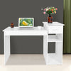 White Wooden Computer Desk Laptop PC Table Shelves Home Office Workstation