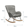 Grey Fabric Upholstered Rocking Chair with Solid Wood Curved Legs Padded Seat UK