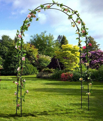 2.4M Metal Garden Arch Wedding Backdrop with Graceful Curve for Climbing Plants