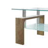 Tempered Glass Coffee Table Shelf Rectangle Livingroom Wood effect Legs