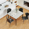 Rectangular Marble Dining Table 4-6 Seaters Black Metal Legs Kitchen Furniture
