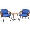 3PCS Outdoor Rattan Furniture Bistro Set Garden Patio Wicker Table & Chair Set