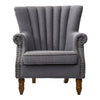 Studded Wing Back Fireside Chesterfield Armchair High Back Fabric Tub Sofa Chair
