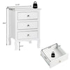 Bedside Table Nightstand of 3 Drawers Large End Table Bedroom Cabinet White