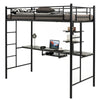 Metal Bunk Bed w/Desk Shelves and Safety Guardrail 2 Ladders Loft Bed Frame