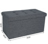 LARGE GREY FOLDING STORAGE OTTOMAN POUFFE FOOT STOOL STORAGE BOX SEAT