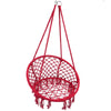 Red Boho Hanging Hammock Chair Cotton Woven Rope Swing Home Garden Chair Seat