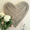 Large 70cm Washed Grey Brown Wicker Heart Hanging Rustic Display Wall Home Art