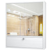Bathroom Mirror Cabinet Wall Mounted Storage Cupboard Double Door + Compartment