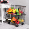 Large Stackable Metal Wire Basket Trolley Rack Kitchen Fruit Vegetable Storages