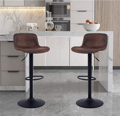 Pair of Adjustable Bar Stools High Barstools Kitchen Chairs Office Home Pub Cafe