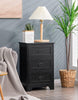 Black Bedside Table Tall Wooden Cabinet 3 Storage Drawers Metal Drop Handles