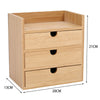 Bamboo Wood 3 Drawer Desktop Organizer Home Office Makeup Stationery Storage