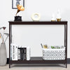 2-Tier Console Table X-design Wooden Hall Desk Side End Table W/ Shelf