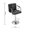 2 X Bar Stools Height Adjustable Swivel Bar Kitchen Chair With Backrest Armrest