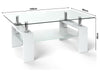 Rectangle Glass Coffee Table With Storage Shelf Modern Living Room Furniture