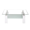 Rectangle Glass Coffee Table With Storage Modern Living Room Furniture White