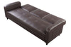 Sofa Bed Faux Leather with Cup holder and Armrests 3 Seater Black Brown Ash Grey
