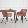 Set of 2 Pink Velvet Dining Chairs Armchairs Kitchen Dining Room Chair Modern