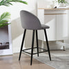 2X Bar Stools Velvet Breakfast Stool Kitchen Pub Chairs Grey 75cm Seat High
