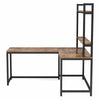 Industrial Corner Computer Desk w/ 2-Tier Bookcase for Home Office Study Writing