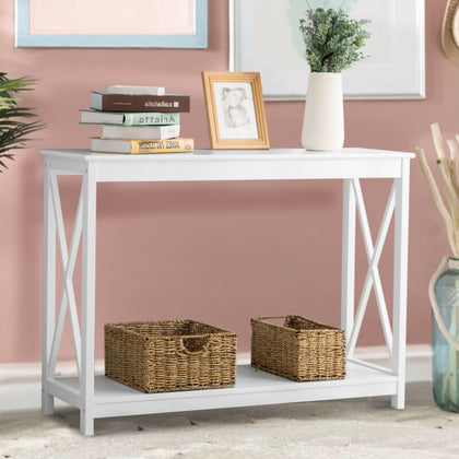 Console Table Side End Table Shelf Storage Bedroom Desk Hallway Furniture White