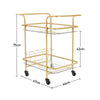Modern Glass Drinks Trolley 2 Tier Shelves Serving Cart with Wine Bottle Holder