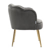 Occasional Velvet Gery Scallop Shell Back Chair Armchair Metal Legs Lounge Sofa