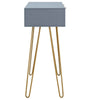 Grey 2 Drawer Console Table With Gold Metal Leg & Wooden Drawers Shelf Furniture