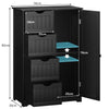 Bathroom Floor Cabinet Storage Cupboard Organizer W/Adjustable Shelf & 4 Drawers