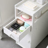 White Bathroom Storage Cabinet Narrow Cabinet Shelf Cupboard Unit Free Standing