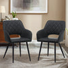 2 X Grey Faux Leather Dining Chairs Padded Cushion Diamond Chair Kitchen