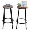 2 PCS Brown Round Wooden Industrial Rustic Bar Pub Kitchen Stools Chairs Seats