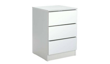 3 Drawer Bedside Table - White & Mirrored