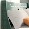 Merax Upholstered Double Bed Modern Velvet 4FT6 Winged Headboard Green/Grey