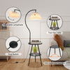 Floor Lamp with Table Shelves Pleat Lampshade Standing Lamp Bed Sofa Side Table