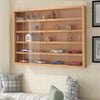 Wood Wall Cupboards Slim 5 Shelves Glass Display Wall Mount Cabinet Models Shelf