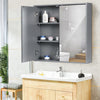 Bathroom Cabinet Cupboard Make-up Storage Shelves with Mirror Double Door Grey