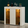 Modern Sideboard LED Cabinet Cupboard High Gloss wtih Doors Storage White Black