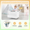 Wooden Toy Box Mobile Kids Toy Storage Organizer Chest Flip-top Lid Bookshelf