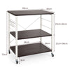 3 Tier Rolling Kitchen Baker's Rack Adjustable Utility Serving Cart W/ 10 Hooks