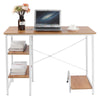 Computer Desk PC Table Workstation Home Office with 2 Shelves Walnut/White