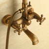 Antique Brass Shower Set Bathroom Mixer Tap 8"Round Head Top Spray W/Shower Hand