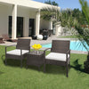 3pcs Garden Patio Furniture Outdoor Rattan Effect Set Coffee Table + 2 Chairs