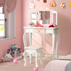 2 in 1 Kids Vanity Table and Chair Set Makeup Dressing Table W/ Mirror & Drawer