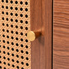 Wooden Sideboard Buffet Storage Cabinet Cupboard with 2 Rattan Doors & 3 Drawers