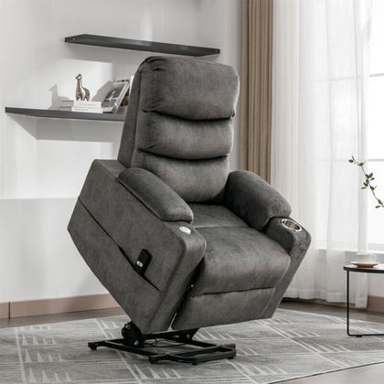 Power Lift Electric Recliner Chair Sofa with Cup Holder Armchair for Elderly
