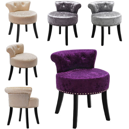 Retro Crushed Velvet Vanity Stool Dressing Table Chair Piano Stools Bedroom Home