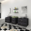 7 Pcs Bathroom Furniture Mirror Vanity Unit Storage Cupboard W/ Basin Set D7W0
