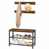Shoe Rack with Coat Rack Hanger Hall Tree Shoe Bench Set Coat Stand